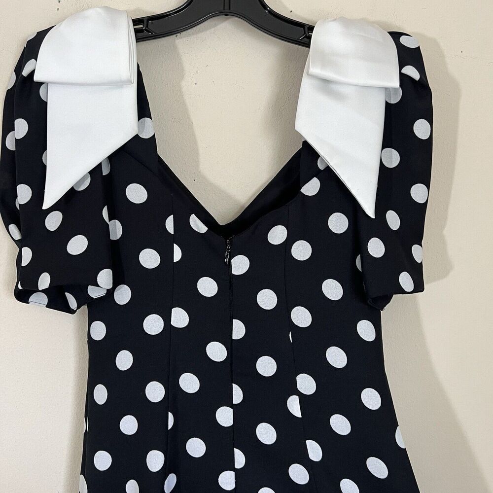 VTG Late Edition Pin Up Polka Dot Dress Black White Rockabilly Sweetheart Puff - Picture 5 of 8